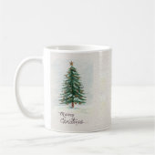 Mug Aquarelle de style ancien Arbre de Noël à neige (Gauche)