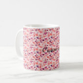 Mug Aquarelle de texte personnalisé Coeurs mignons (Devant gauche)