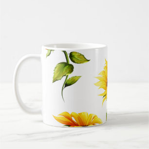 Mug Aquarelle de tournesol à main vintage