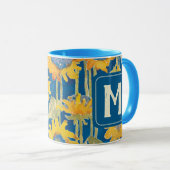Mug Aquarelle de tournesol jaune moderne Monogramme fl (Devant droit)