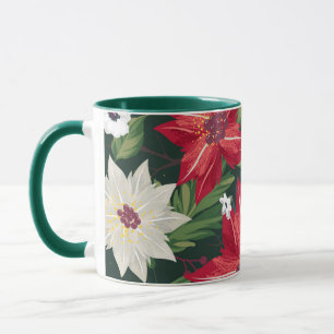 Mug Aquarelle de vacances Poinsettia Floral   Noël