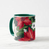 Mug Aquarelle de vacances Poinsettia Floral | Noël (Devant gauche)