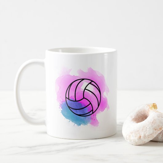 Mug Aquarelle de volleyball (Avec donut)