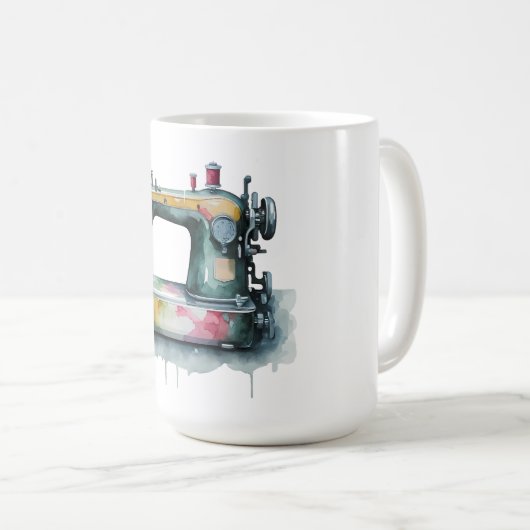 Mug Aquarelle Découpe de machine à coudre moderne (Devant droit)