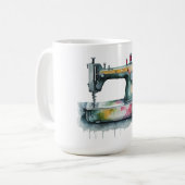 Mug Aquarelle Découpe de machine à coudre moderne (Devant gauche)