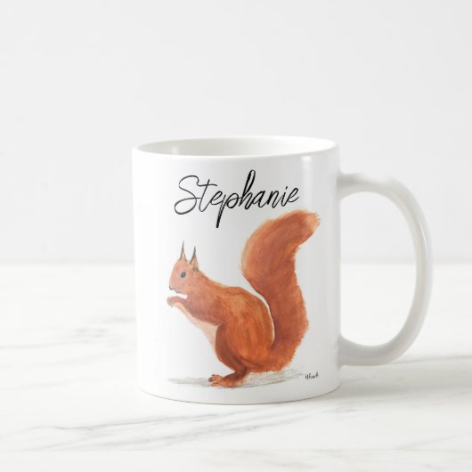 Mug Aquarelle d'écureuil animal boisé nom de bébé chut (Droite)