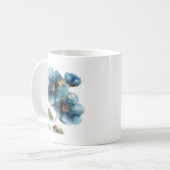 Mug Aquarelle délicate bleu azur et fleurs d'or (Devant gauche)