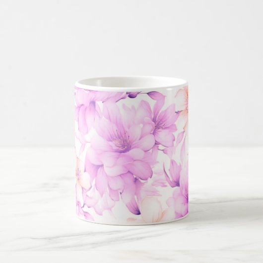 Mug Aquarelle délicate Fleurs roses (Centre)