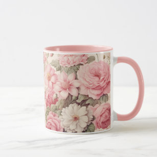 Mug Aquarelle délicate Roses roses roses et fleurs de