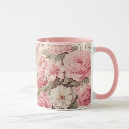Mug Aquarelle délicate Roses roses roses et fleurs de  (Droite)