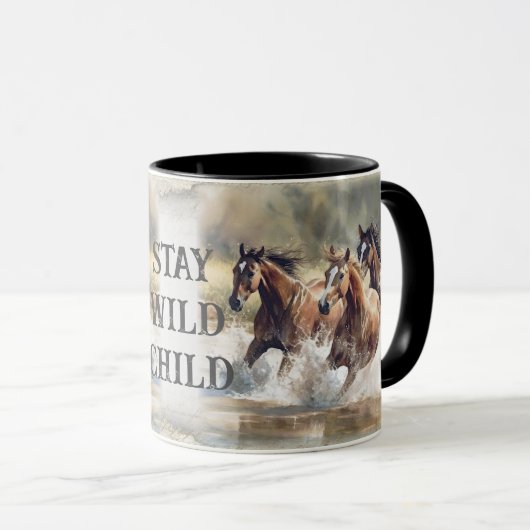 Mug Aquarelle des Chevaux sauvages (Devant droit)