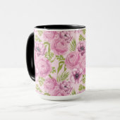 Mug Aquarelle des fleurs de pivoine et d'anémone (Devant gauche)