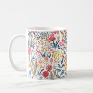 Mug Aquarelle dessinée à la main motif floral transpar
