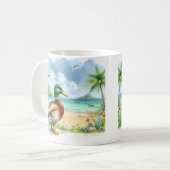 Mug Aquarelle d'été Canard sur la plage (Devant gauche)