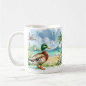 Mug Aquarelle d'été Canard sur la plage (Gauche)