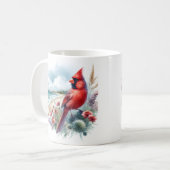 Mug Aquarelle d'été Cardinal du Nord sur la plage (Devant gauche)