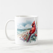 Mug Aquarelle d'été Cardinal du Nord sur la plage (Gauche)
