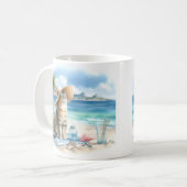 Mug Aquarelle d'été Chat sur la plage (Devant gauche)