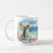 Mug Aquarelle d'été Chat sur la plage (Gauche)