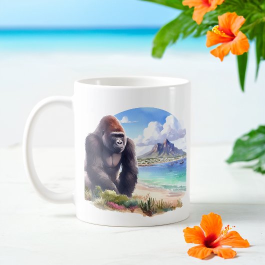 Mug Aquarelle d'été Gorilla sur la plage