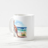 Mug Aquarelle d'été Kangaroo sur la plage (Devant gauche)