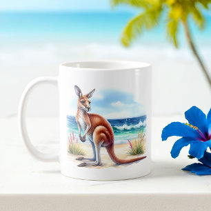 Mug Aquarelle d'été Kangaroo sur la plage