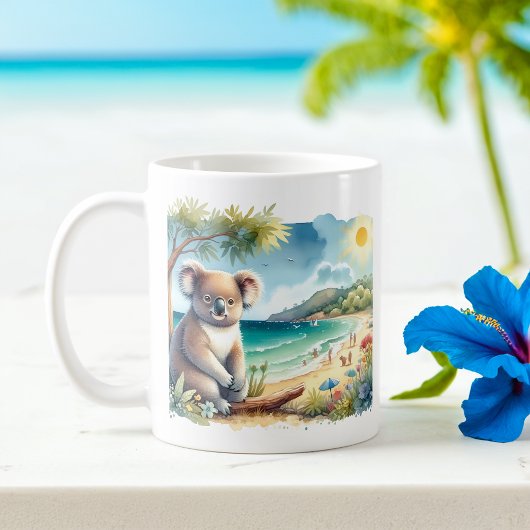 Mug Aquarelle d'été Koala sur la plage