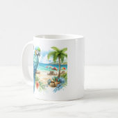 Mug Aquarelle d'été Parrot sur la plage (Devant gauche)
