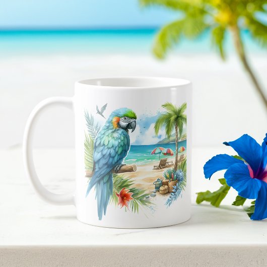 Mug Aquarelle d'été Parrot sur la plage