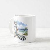 Mug Aquarelle d'été Ringtail sur la plage (Devant gauche)