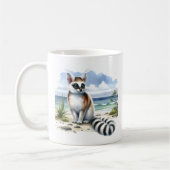 Mug Aquarelle d'été Ringtail sur la plage (Gauche)