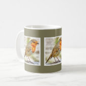 Mug Aquarelle d'hiver Robin de Noël (Devant gauche)
