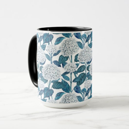 Mug Aquarelle d'hydrangée blanche (Devant gauche)
