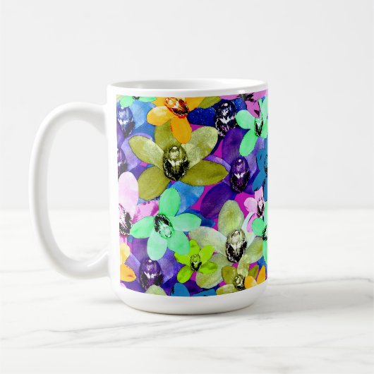 Mug Aquarelle d'orchidée, (Gauche)