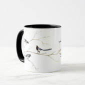 Mug Aquarelle d'origine Famille Magpie, Oiseau (Devant gauche)