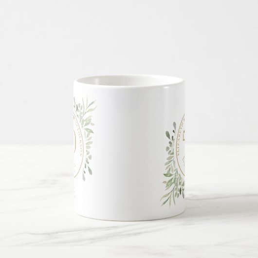 Mug Aquarelle douce Feuilles 50e anniversaire (Centre)