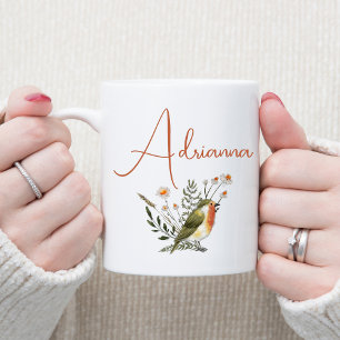 Mug Aquarelle douce Oiseau personnalisé