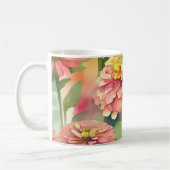 Mug Aquarelle douce Zinnia Floral (Gauche)