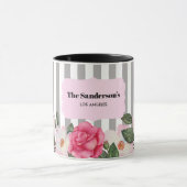 Mug Aquarelle Doux Rose Blanc Roses Gris Gris (Centre)
