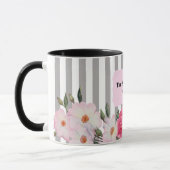 Mug Aquarelle Doux Rose Blanc Roses Gris Gris (Gauche)