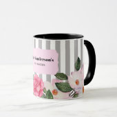 Mug Aquarelle Doux Rose Blanc Roses Gris Gris (Devant droit)