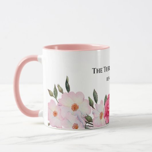 Mug Aquarelle Doux rose blanc Roses illustration (Gauche)