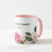 Mug Aquarelle Doux rose blanc Roses illustration (Devant droit)