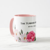Mug Aquarelle Doux rose blanc Roses illustration (Devant gauche)