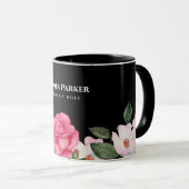 Mug Aquarelle Doux rose blanc Roses illustration (Devant droit)