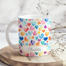 Aquarelle du coeur Colorée mignonne Amour Nom pers