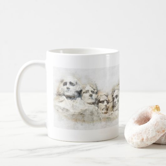 Mug Aquarelle du mont Rushmore (Avec donut)