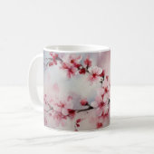 Mug Aquarelle d'une branche de fleurs de cerisiers. (Devant gauche)