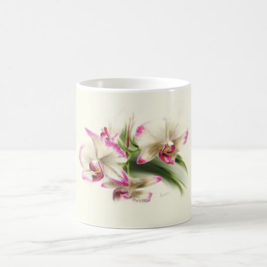 Mug Aquarelle d'une orchidée, Phalaenopsis - (Centre)