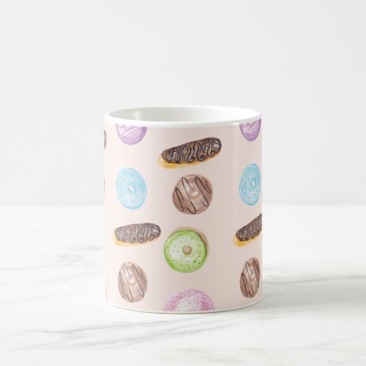 Mug Aquarelle Eclair Donuts Fun Hand Peint (Centre)